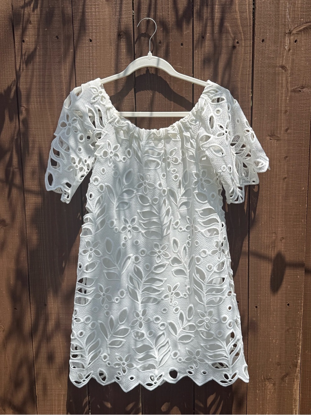 Yoana Baraschi White Eyelet Lace Mini Dress